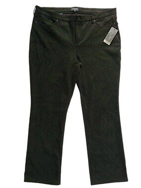 NWT NYDJ Marilyn Straight Leg Faux Suede Pants Size 20W Black Sculpt-Her